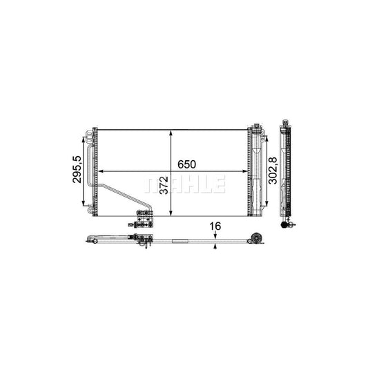 MAHLE ORIGINAL AC 449 000P Air conditioning condenser suitable for MERCEDES-BENZ SLK (R171) with dryer
