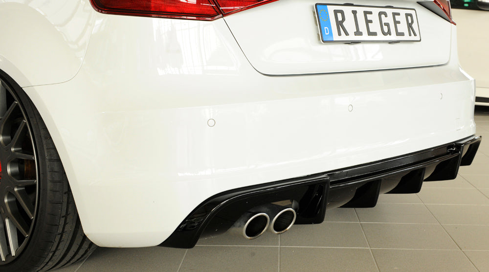 Rieger 00088141 Audi 8V A3 Rear Diffuser for Twin Tailpipe Left - Glossy Black