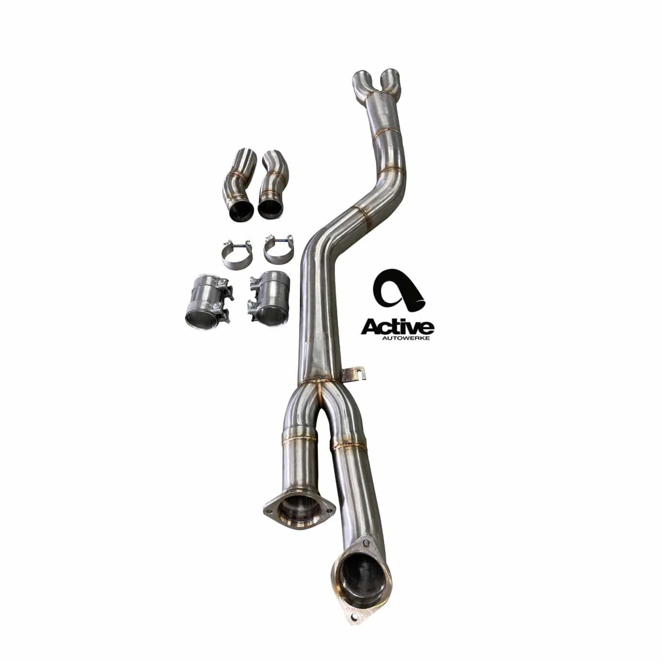 Active Autowerke BMW G80 G82 S58 Signature Single Mid-Pipe Exhaust with G-Brace - Resonated (M3 & M4) - Duco Car Parts UK