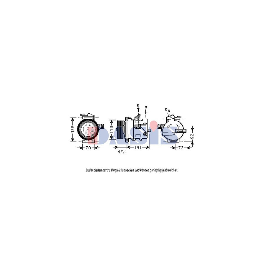 AKS Dasis 851802N Compressor, Air Conditioning | Duco Car Parts UK