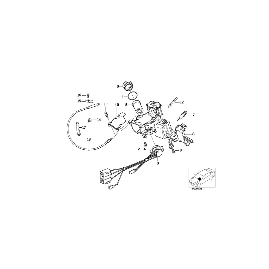 Genuine BMW 61328360865 E34 Ignition Switch AIRBAG-2 (Inc. 524td, M5 3.6 & 540i) | Duco Car Parts UK Car Parts