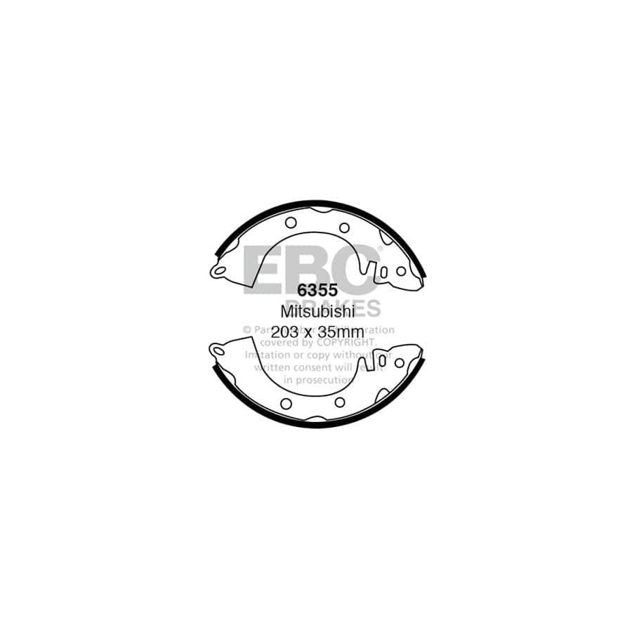 EBC 6355 Mitsubishi Rear Brake Shoes (Inc. Cordia & Tredia) 1 | Duco Car Parts UK Car Parts