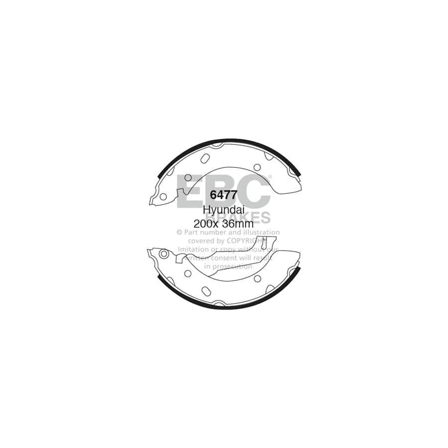 EBC 6477 Hyundai Rear Brake Shoes - Sumitomo Caliper (Inc. Coupe, Elantra, Lantra) 1 | Duco Car Parts UK Car Parts