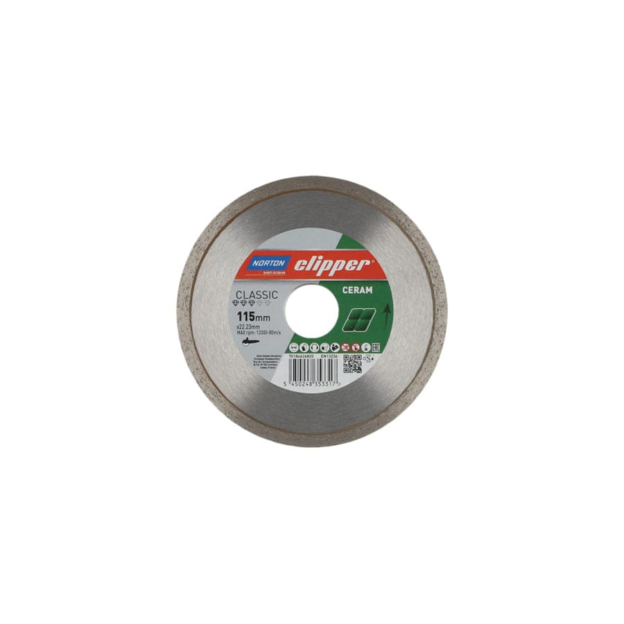 Norton Clipper CLI626825 Classic Ceramic Diamond Blade 115 x 22.23mm | Duco Car Parts UK