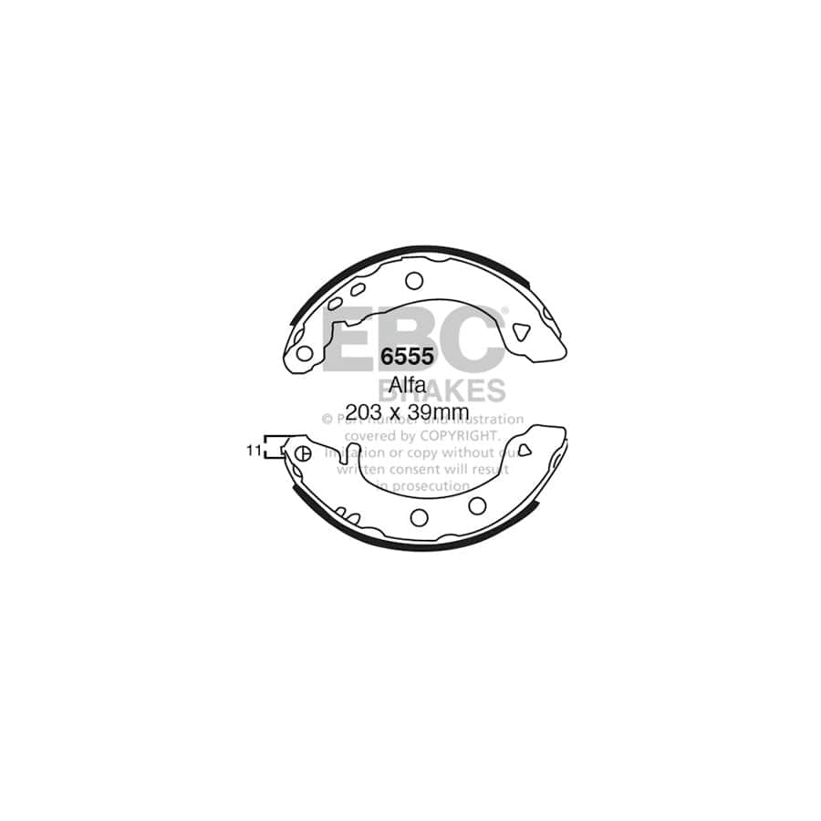EBC 6555 Alfa Romeo Rear Brake Shoes - Girling/TRW/ATE Caliper (Inc. 33 & Sprint) 1 | Duco Car Parts UK Car Parts