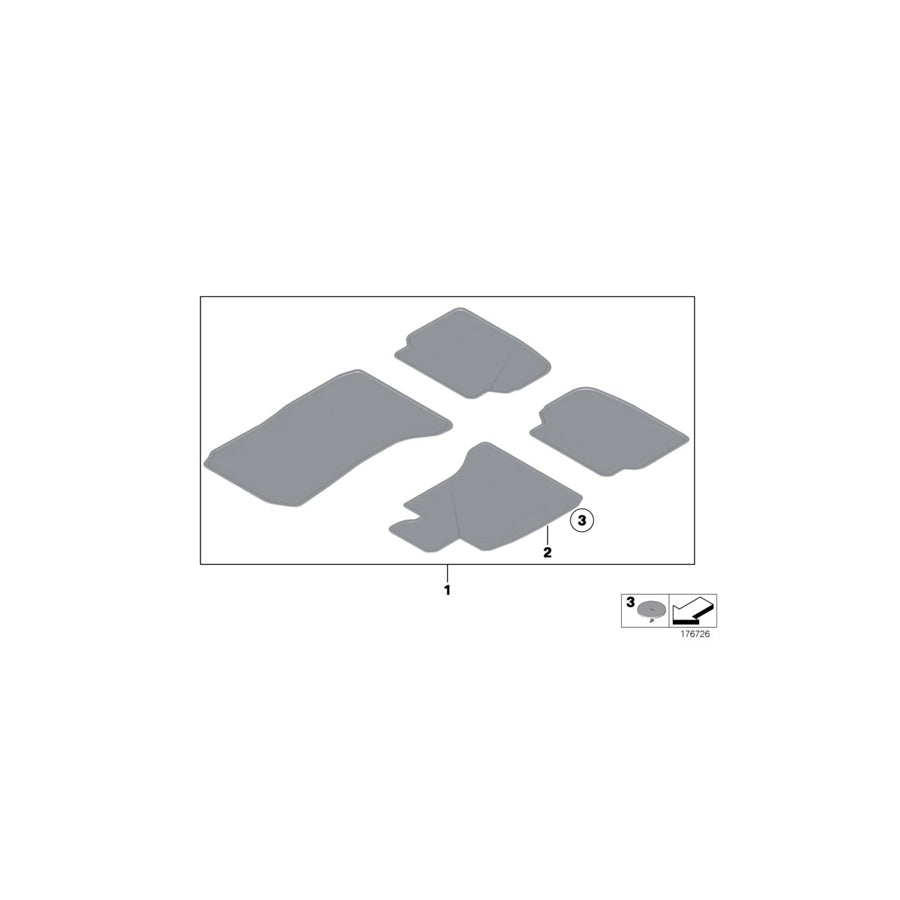 Genuine BMW 51479183388 F01 F04 Set Of Floor Mats Velours EVERESTGRAU (Inc. 730d, 740i & 760i) | Duco Car Parts UK