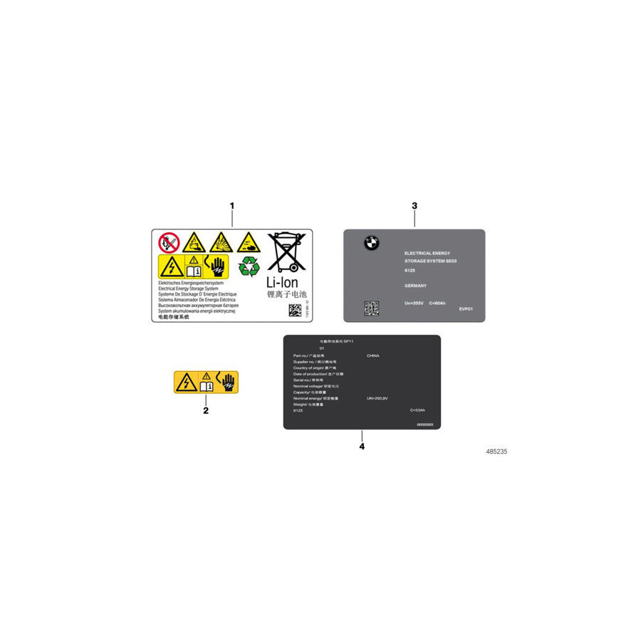 Genuine BMW 12377626091 G11 F45 Warning Sign, High-Volt.Battery Small (Inc. i8, 330e & 745e) | Duco Car Parts UK