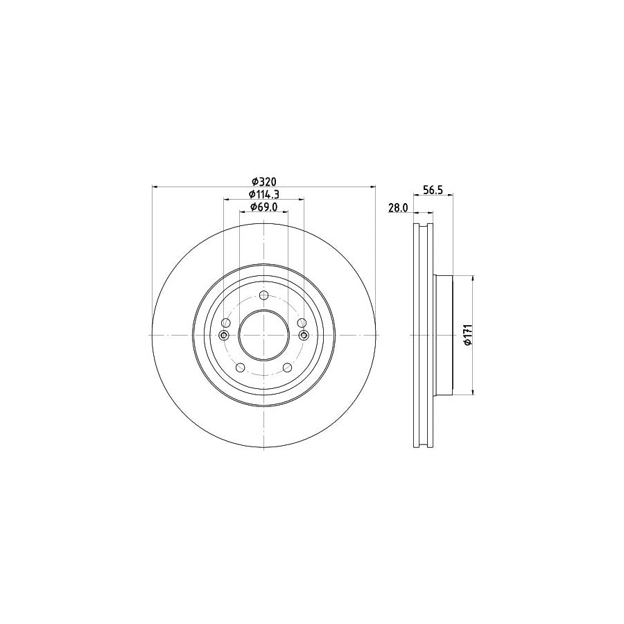 Hella 8DD 355 133-391 Brake Disc For Kia Stinger
