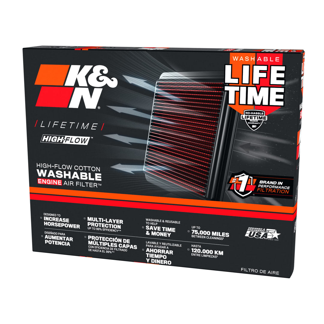 K&N 33-3170 High-Flow Original Lifetime Engine Air Filter - CHEVROLET ONIX L3-1.0L F/I
