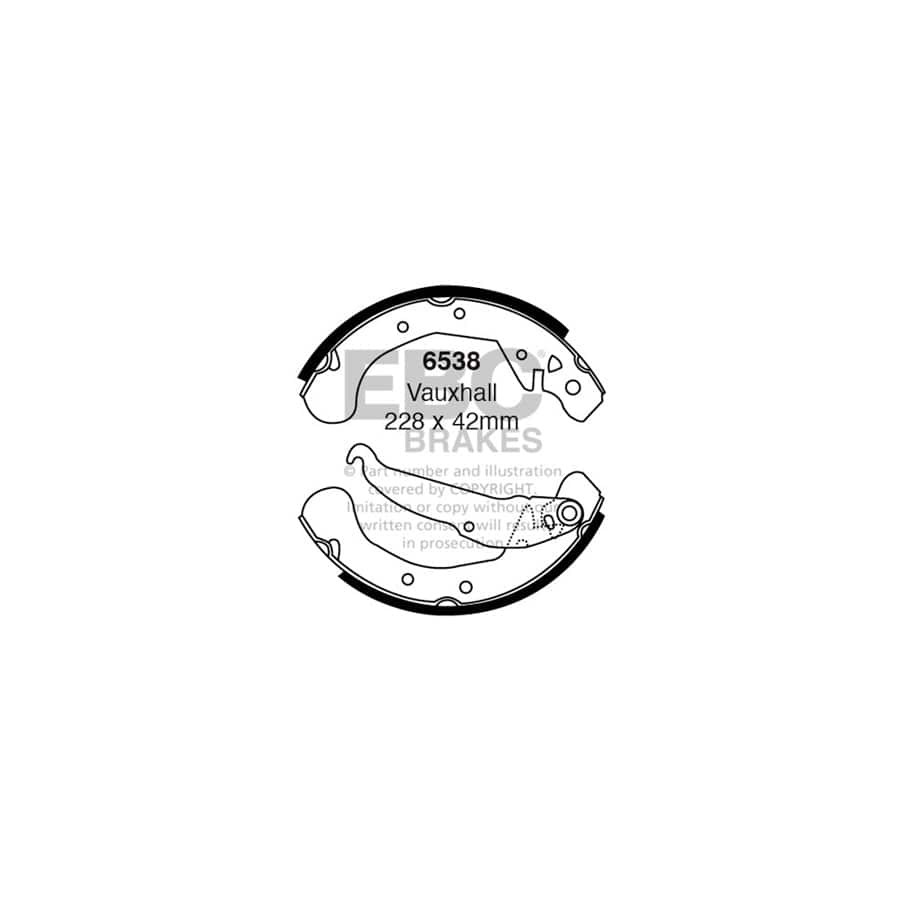 EBC 6538 Opel Vauxhall Rear Brake Shoes - Bosch/Girling/TRW/ATE Caliper 1 | Duco Car Parts UK Car Parts