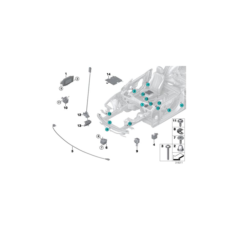 Genuine BMW 65769318775 F34 F34 Sensor, Pedestrian Protection F-Optic (Inc. 340iX, 335i & 340i) | Duco Car Parts UK Car Parts