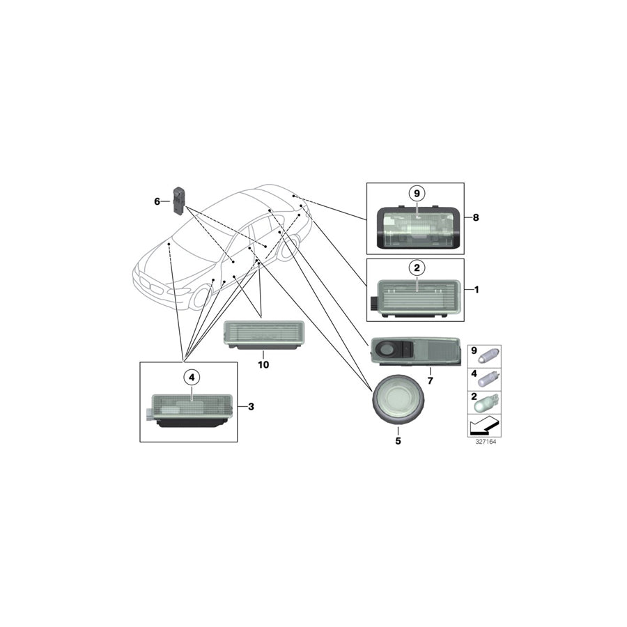 Genuine BMW 63319215623 F26 F11 Interior Reading Light Rear Left HIMMELGRAU (Inc. X3 18i, X3 28dX & X4 28iX) | Duco Car Parts UK