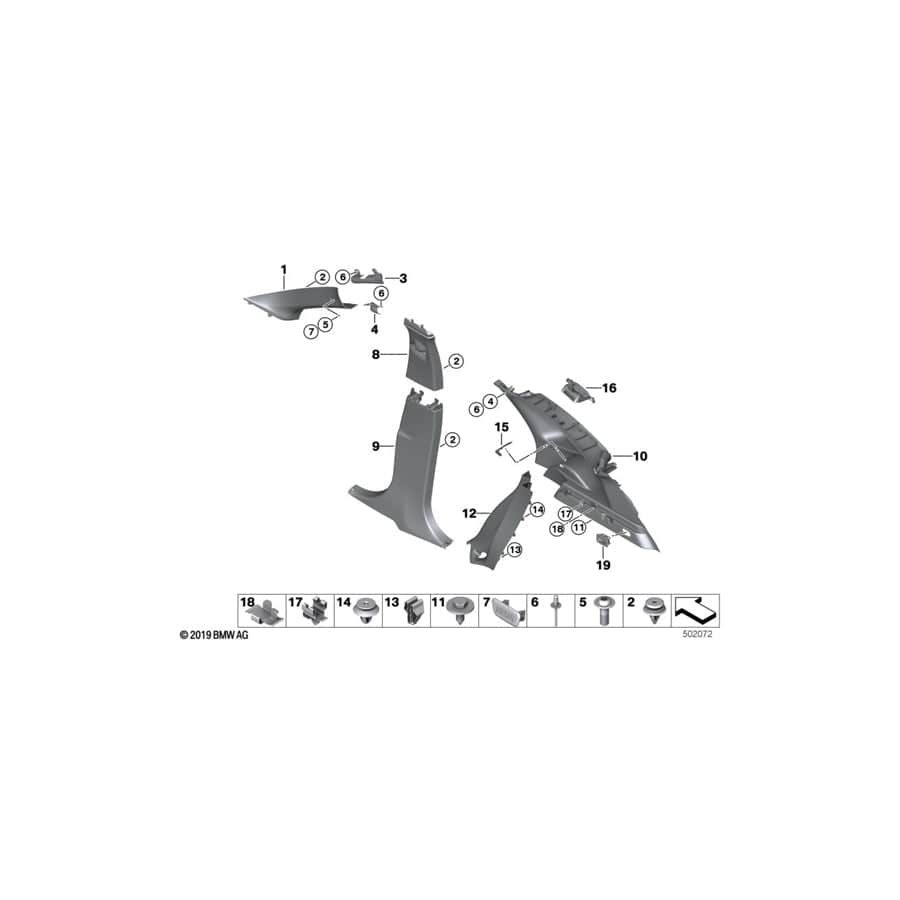 Genuine BMW 51467382854 F48 F48 Trim For C/D-Pillar, Right GRAU (Inc. X1 18d, X1 25dX & X1 20dX) | Duco Car Parts UK Car Parts