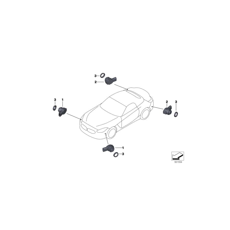 Genuine BMW 66209472275 G29 Ultrasonic Sensor, Frozen Gray Ii WC37 (Inc. Z4 20i, Z4 30i & Z4 M40i) | Duco Car Parts UK Car Parts