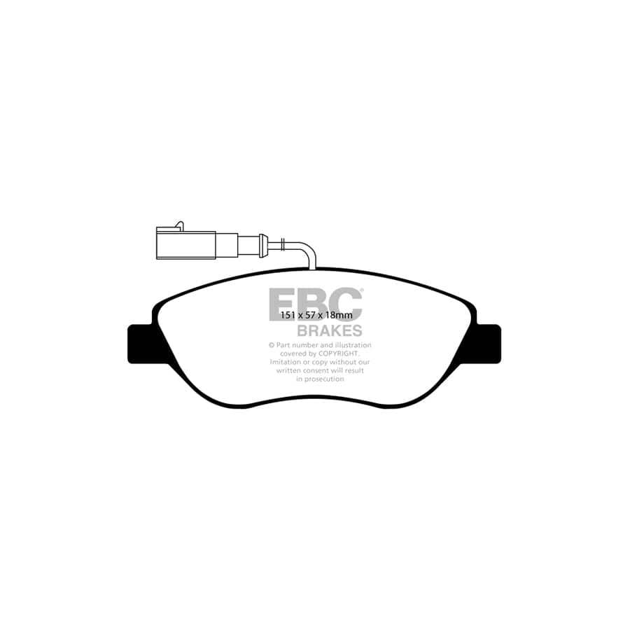 EBC PD03KF040 Alfa Romeo Fiat Lancia Yellowstuff Front Brake Pad & Plain Disc Kit - Bosch Caliper 2 | Duco Car Parts UK Car Parts