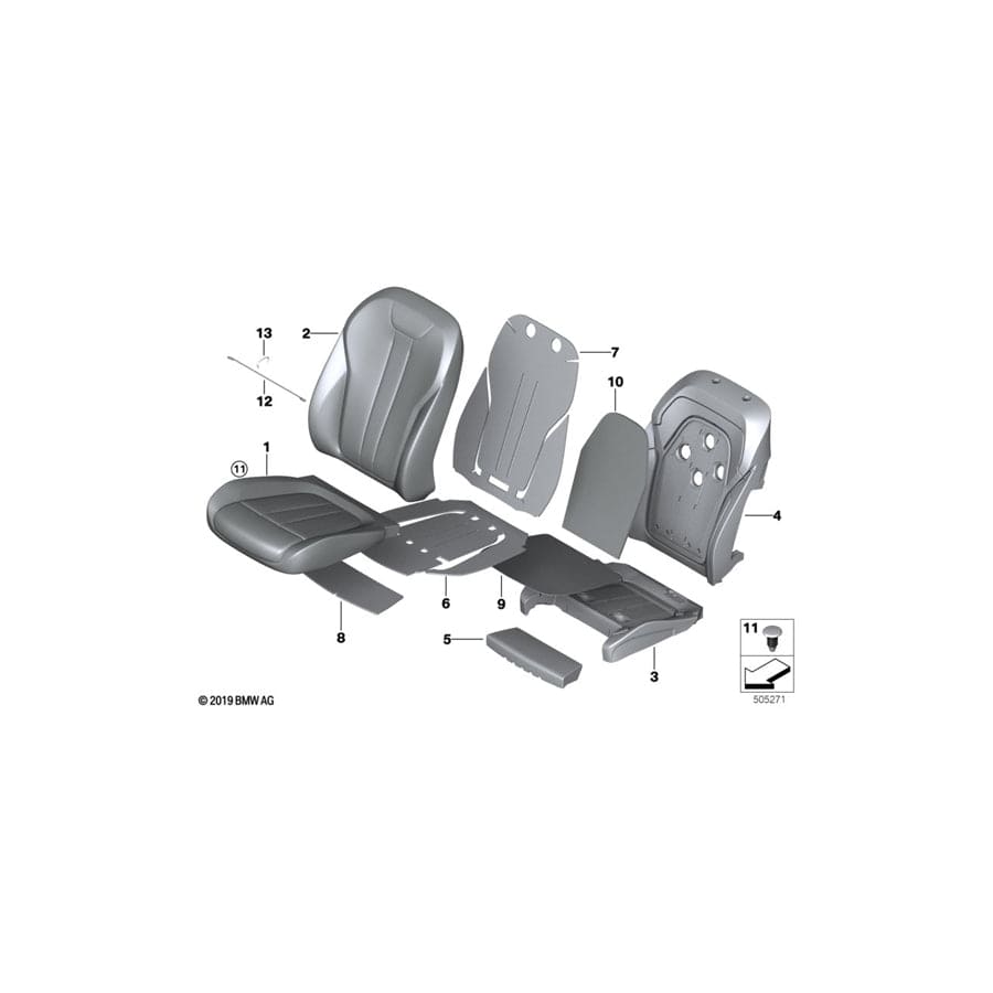 Genuine BMW 52108493349 G07 G05 G06 Cover For Comfort Backrest,Leather Left COFFEE (Inc. X6 M50iX, X7 M50dX & X5 40iX) | Duco Car Parts UK Car Parts