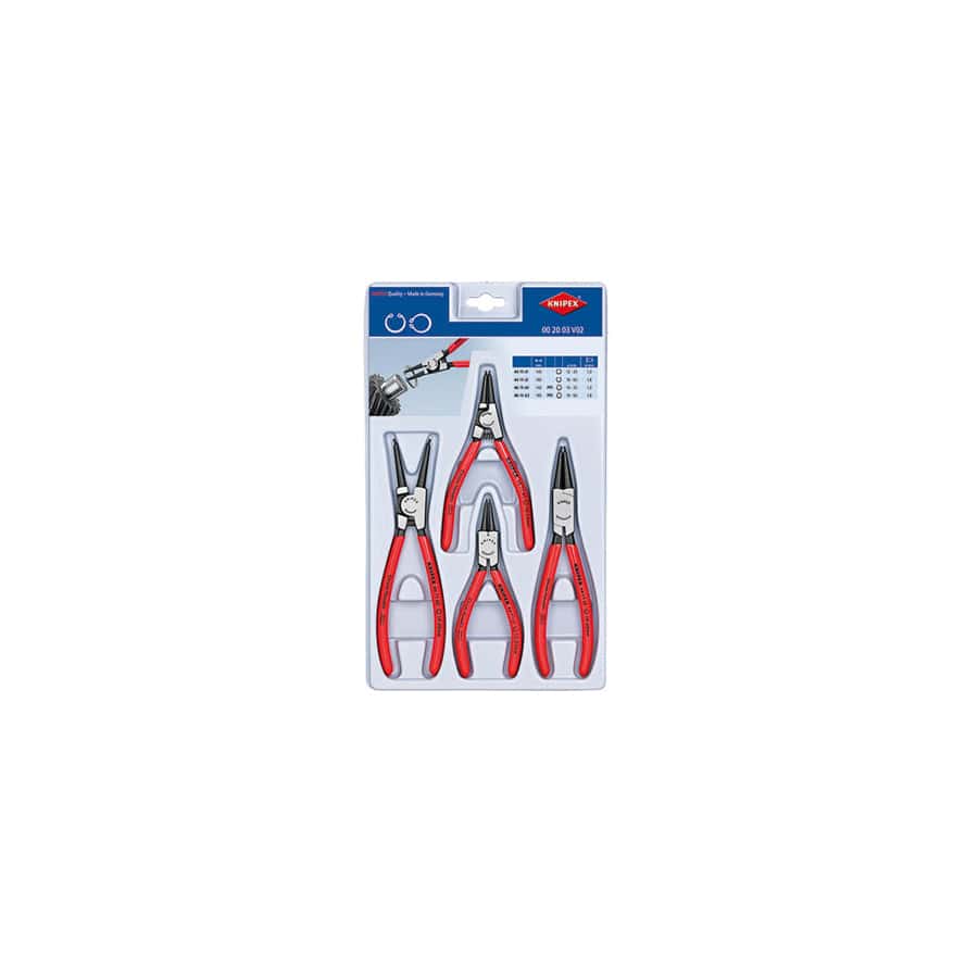 Knipex KPX002003V02 Circlip Plier Set, 4 Piece | Duco Car Parts UK