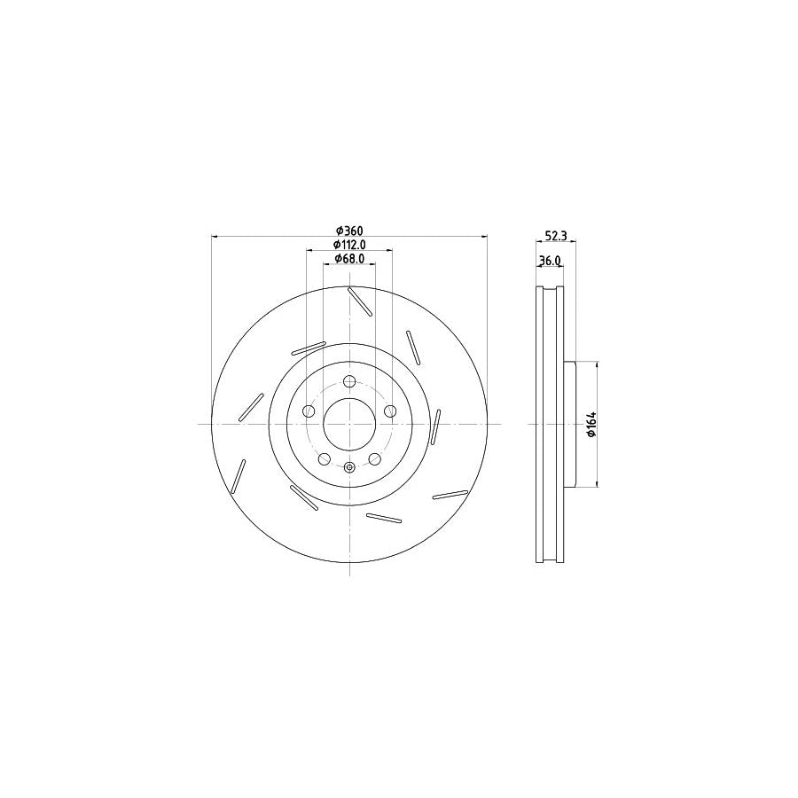 Hella 8DD 355 134-671 Brake Disc For Porsche Macan (95B)