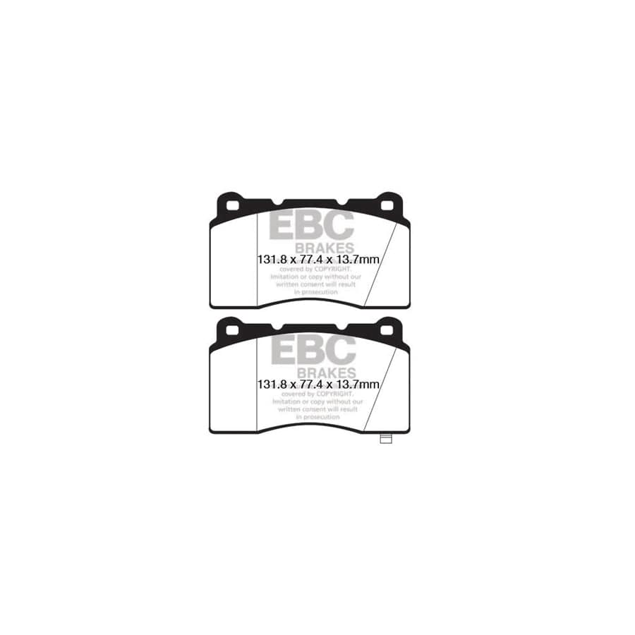 EBC PD02KF253 Hyundai Genesis Redstuff Front Brake Pad & Plain Disc Kit - Brembo Caliper 2 | Duco Car Parts UK Car Parts