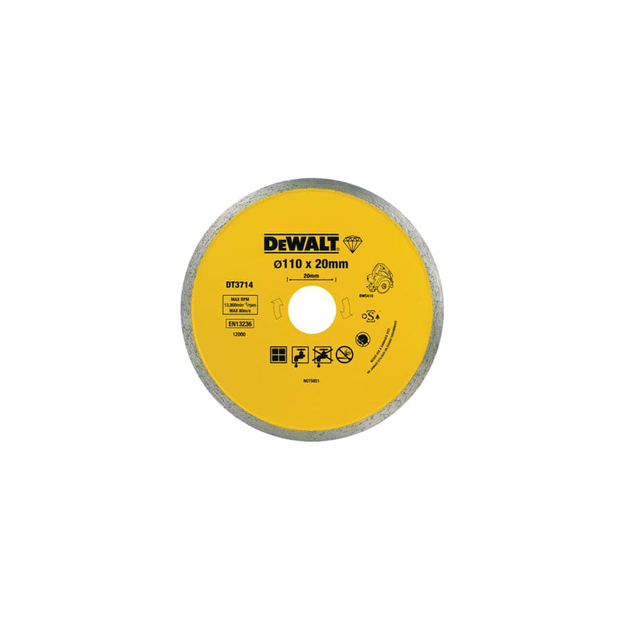 DEWALT DEWDT3714QZ DT3714 Diamond Tile Blade 110 x 20mm | Duco Car Parts UK