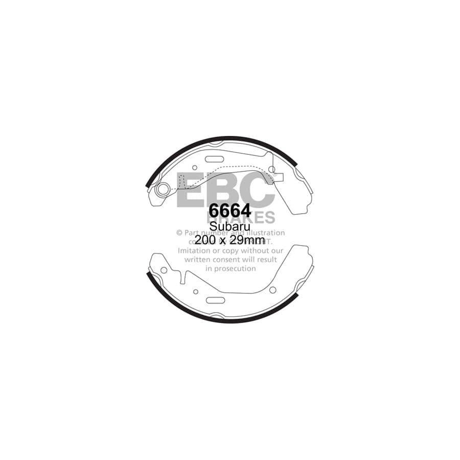 EBC 6664 Opel Subaru Suzuki Vauxhall Rear Brake Shoes (Inc. Agila, Justy G3X, Ignis, Wagon-R) 1 | Duco Car Parts UK Car Parts
