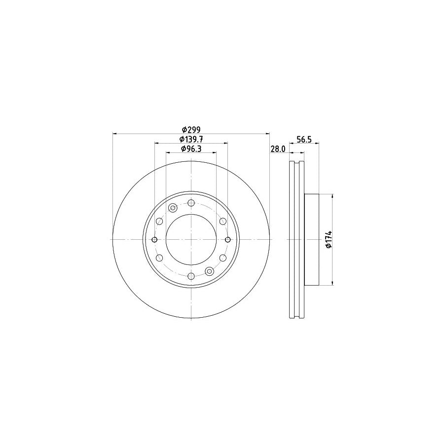 Hella 8DD 355 134-821 Brake Disc For Hyundai H350