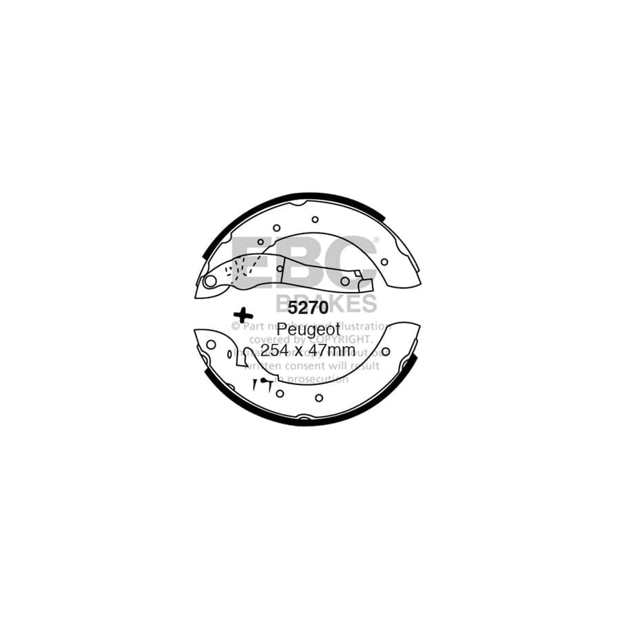 EBC 5270 Peugeot Talbot Rear Brake Shoes - ATE Caliper (Inc. 504, 505, Tagora) 1 | Duco Car Parts UK Car Parts