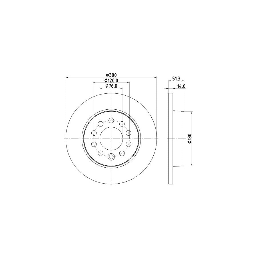 Hella 8DD 355 135-021 Brake Disc For VW Multivan T7 (STM, STN)