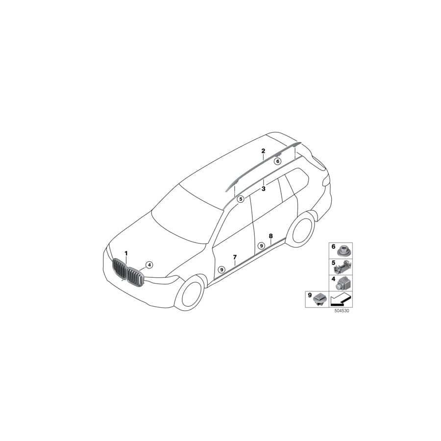 Genuine BMW 51117416904 G07 Roof Molding Painted Right (Inc. X7 M50iX, X7 40iX & X7 30dX) | Duco Car Parts UK Car Parts