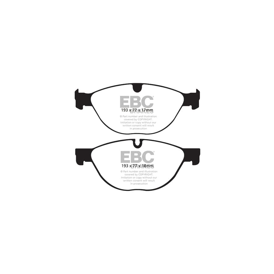 EBC PD02KF261 Jaguar Redstuff Front Brake Pad & Plain Disc Kit - ATE Caliper 2 | Duco Car Parts UK Car Parts