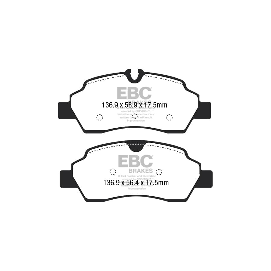 EBC PD03KR908 Ford Transit Yellowstuff Rear Brake Pad & Plain Disc Kit 2 | Duco Car Parts UK Car Parts