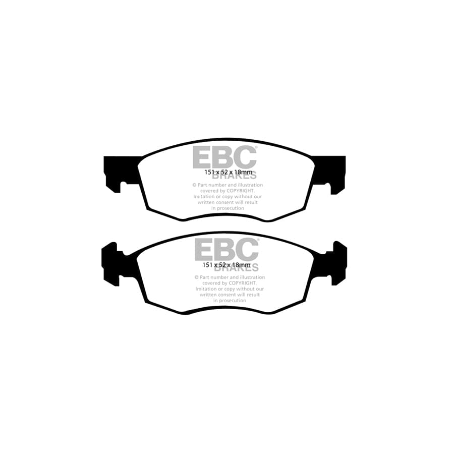 EBC PD01KF498 Fiat Punto Greenstuff Front Brake Pad & Plain Disc Kit  - TRW Caliper 2 | Duco Car Parts UK Car Parts