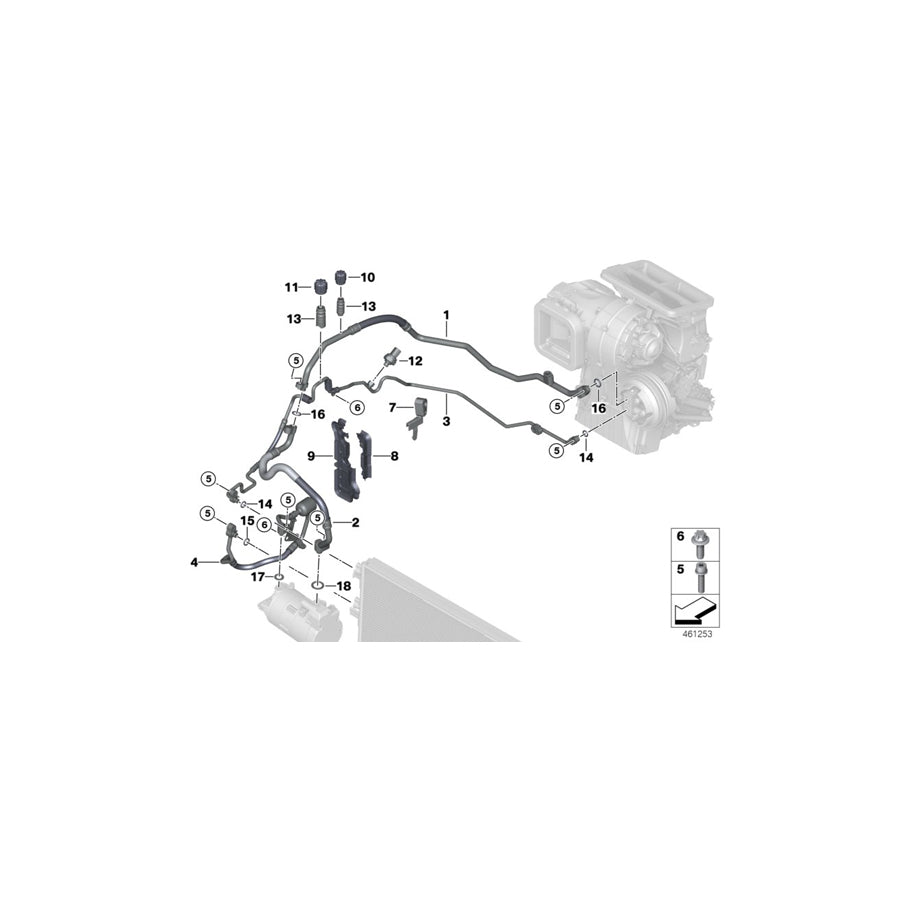 Genuine BMW 64506808605 F45 Pressure Hose,Condenser,Evaporator R1234YF (Inc. 225xe & Cooper SE ALL4) | Duco Car Parts UK