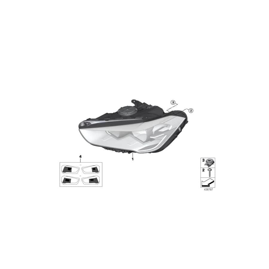 Genuine BMW 63117436462 F48 Headlight With Led Technology, Right (Inc. X1 18d, X1 20iX & X1 18dX) | Duco Car Parts UK Car Parts