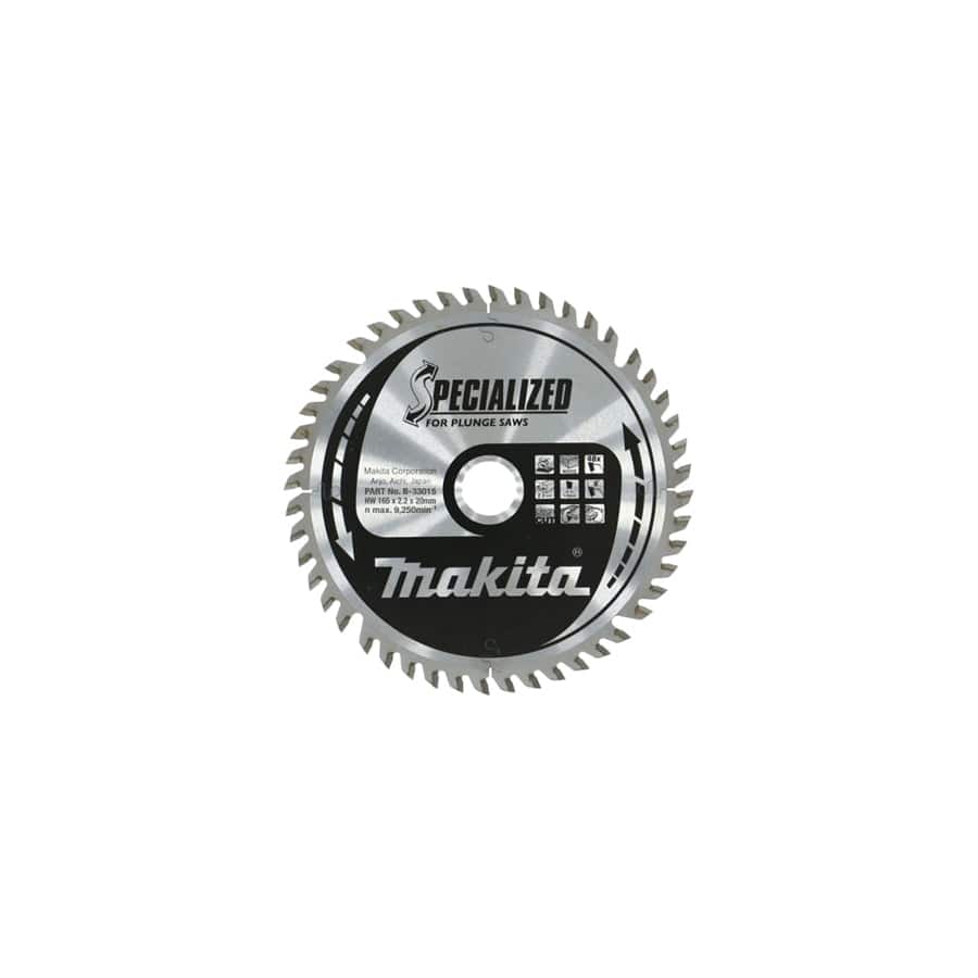 Makita MAKB33015 B-33015 Specialized for Plunge Saws Blade 165 x 20mm x 48T | Duco Car Parts UK