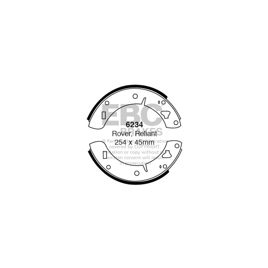 EBC 6234 Gilbern Mg Reliant Wolseley Rear Brake Shoes 1 | Duco Car Parts UK Car Parts