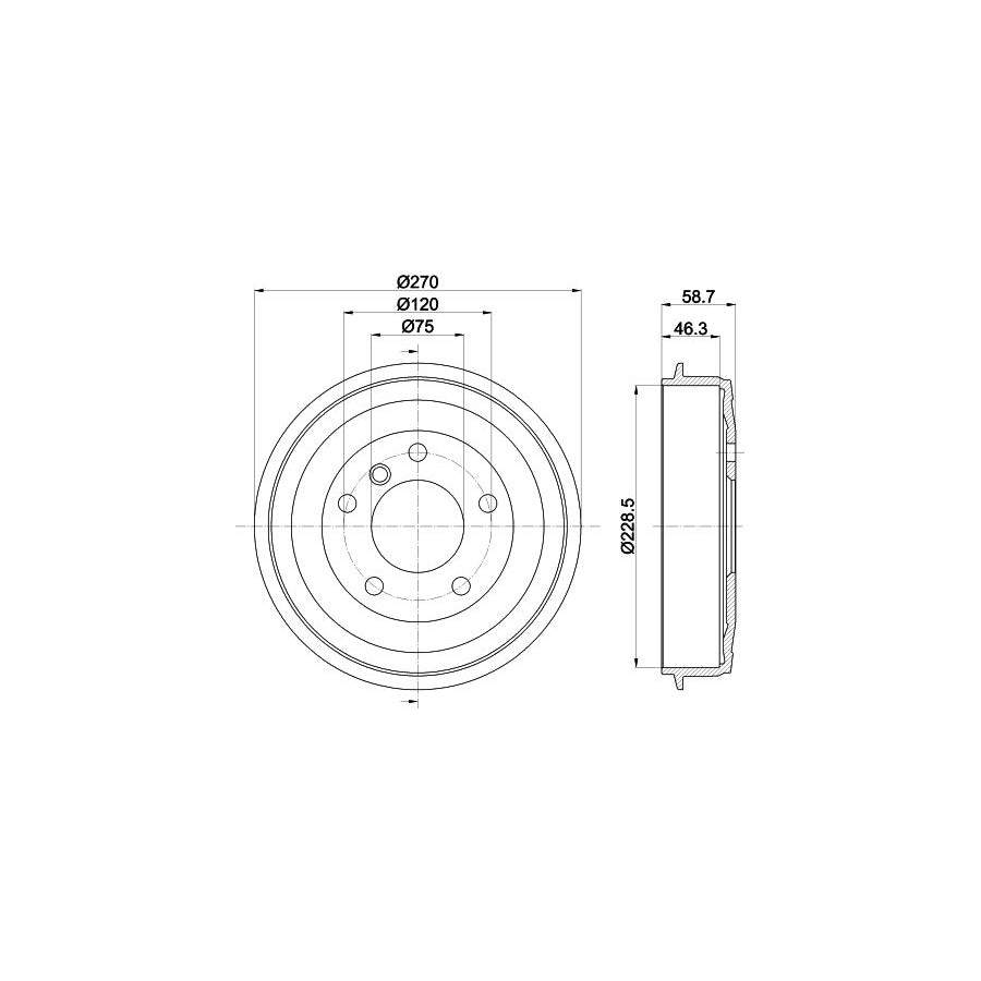 Hella 8DT 355 300-021 Brake Drum For BMW 3 Series