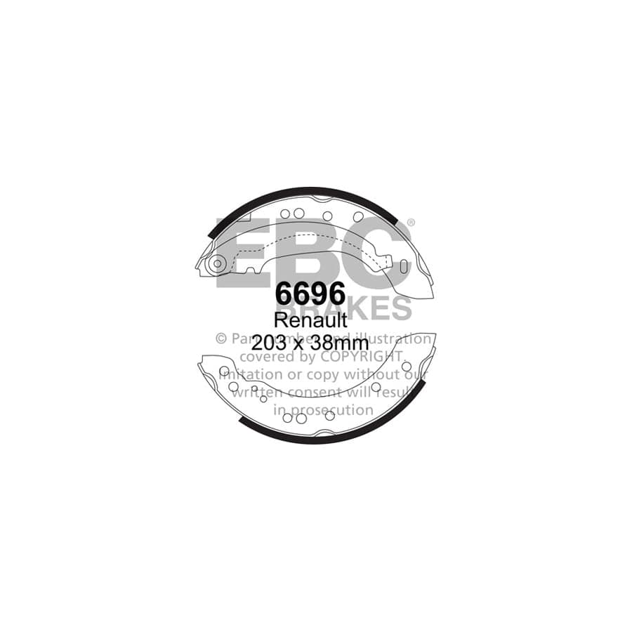 EBC 6696 Citroen Dacia Peugeot Renault Rear Brake Shoes - Bendix/Brembo Caliper 1 | Duco Car Parts UK Car Parts