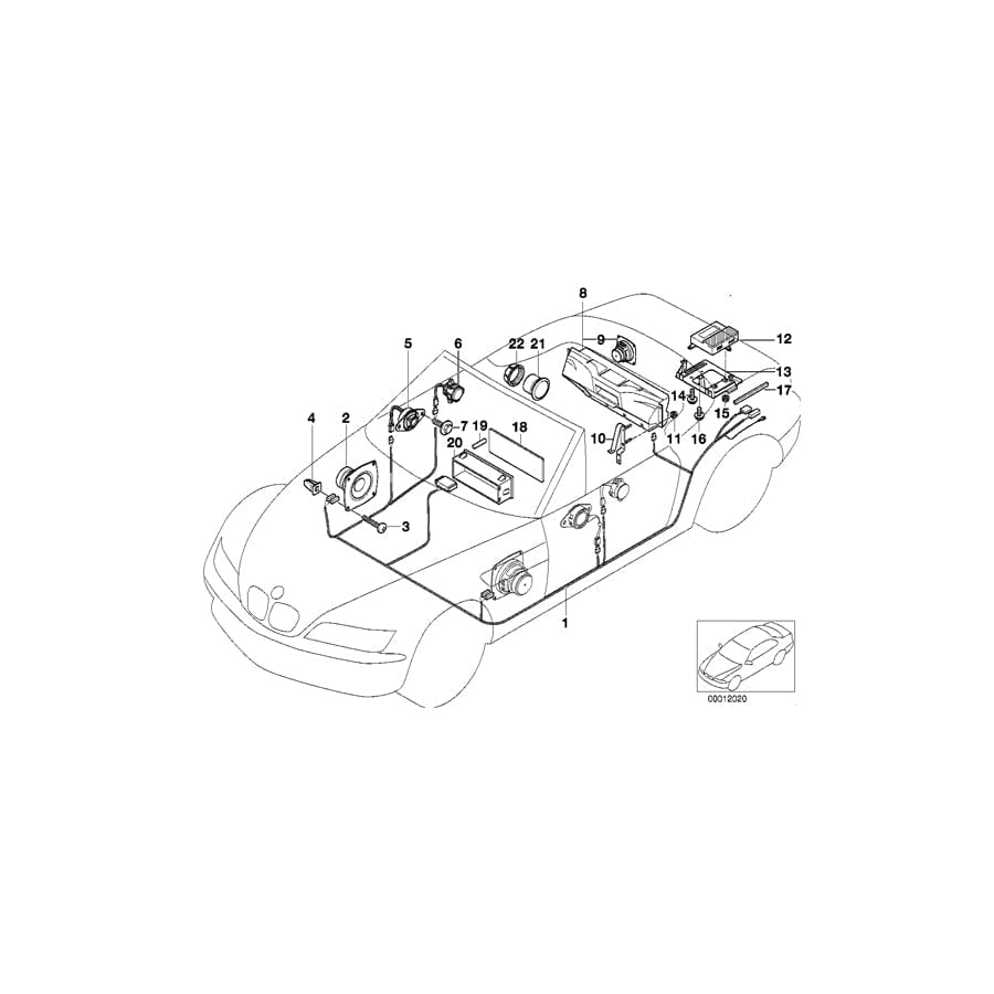 Genuine BMW 61128401988 E36 Audio Wiring Harness Hifi (Inc. Z3 2.8, Z3 3.0i & Z3 1.8) | Duco Car Parts UK Car Parts