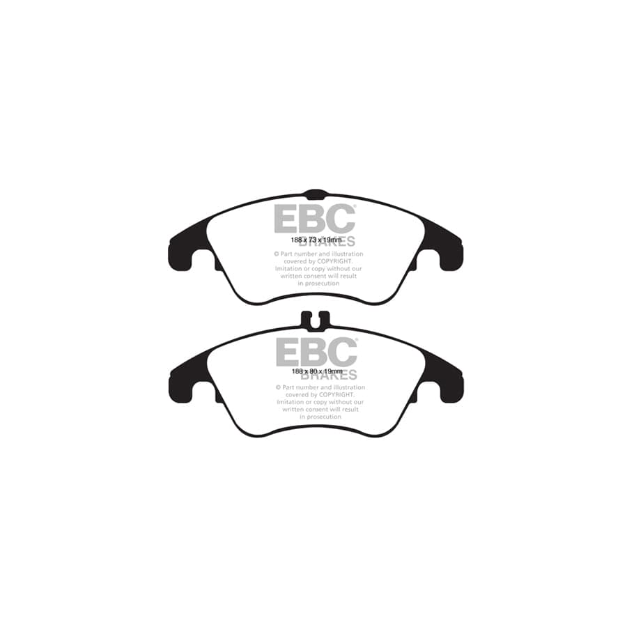 EBC PD02KF313 Mercedes-Benz W/S/C204 A/C207 Redstuff Front Brake Pad & Plain Disc Kit - ATE Caliper 2 | Duco Car Parts UK Car Parts