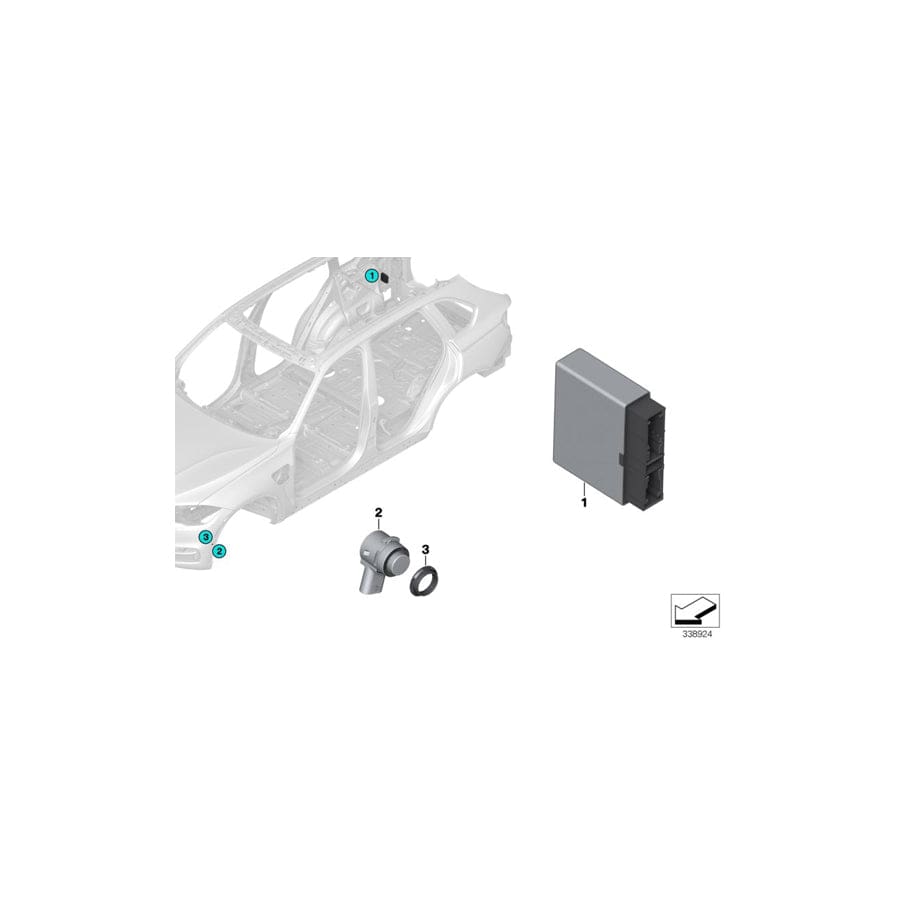 Genuine BMW 66207987050 M F25 F16 Ultrasonic Sensor, Pearl Silver WX01 (Inc. X5 50iX, X4 20iX & X5 M50dX) | Duco Car Parts UK Car Parts