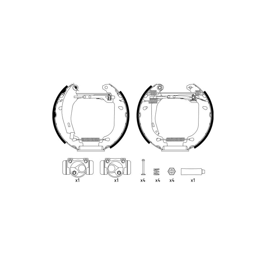 Hella Shoe Kit Pro 8DB 355 003-971 Brake Set, Drum Brakes For Renault Twingo