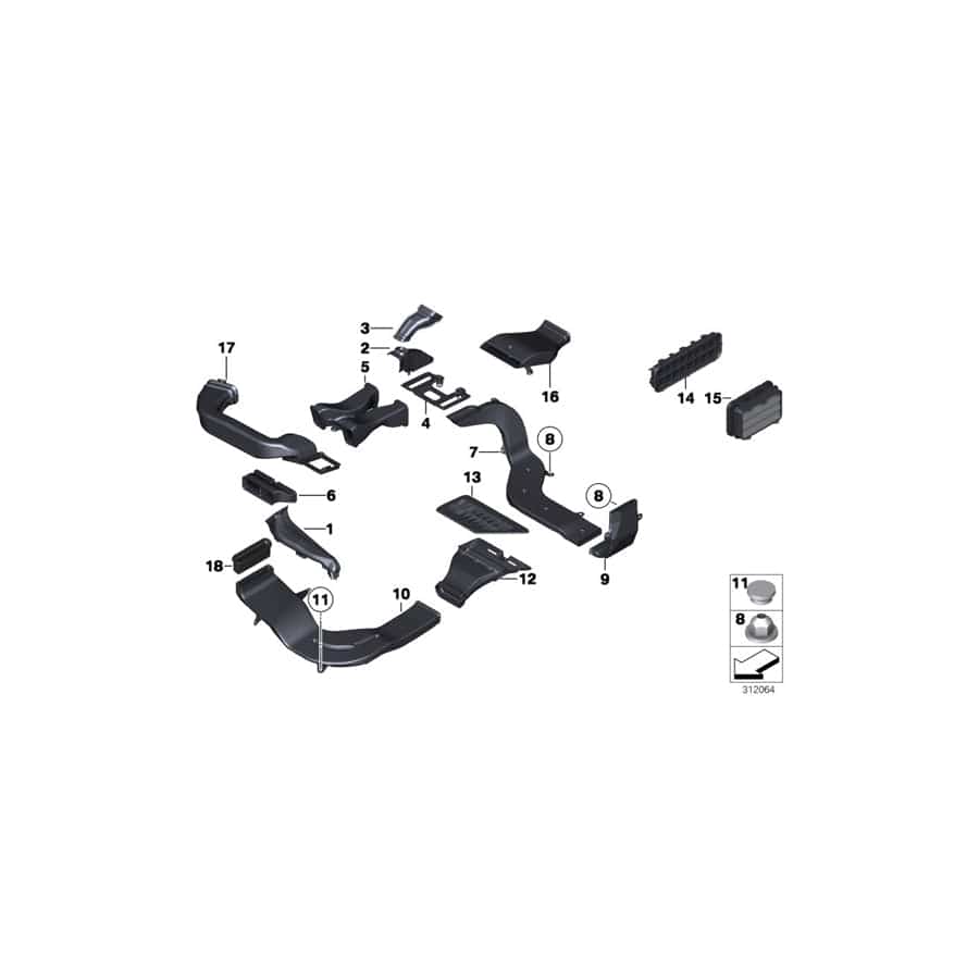 Genuine BMW 64229112177 F02 RR5 Air Duct, Footwell, Passenger Side (Inc. Hybrid 7, 750LdX & 535i) | Duco Car Parts UK Car Parts