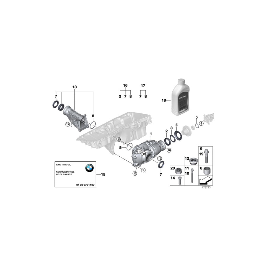 Genuine BMW 31507602071 E70 E72 At-Front Differential I=3,64 (Inc. X5 35dX & Hybrid X6) | Duco Car Parts UK