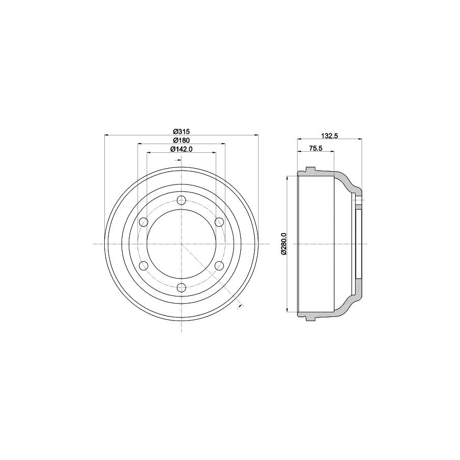 Hella 8DT 355 300-211 Brake Drum For Ford Transit