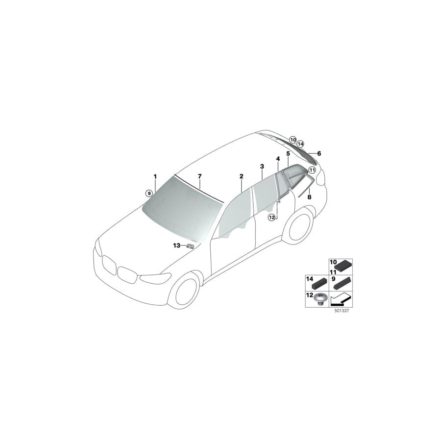 Genuine BMW 51339482639 G01 Side Window, Door, Left Front VSG (Inc. X3 18d, X3 20iX & X3 20dX) | Duco Car Parts UK Car Parts