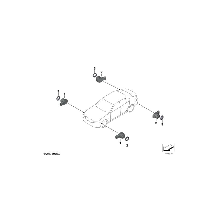 Genuine BMW 66209460321 F44 Ultrasonic Sensor, Snapper Rocks Blue WC1G (Inc. M235iX, 228iX & 218i) | Duco Car Parts UK Car Parts