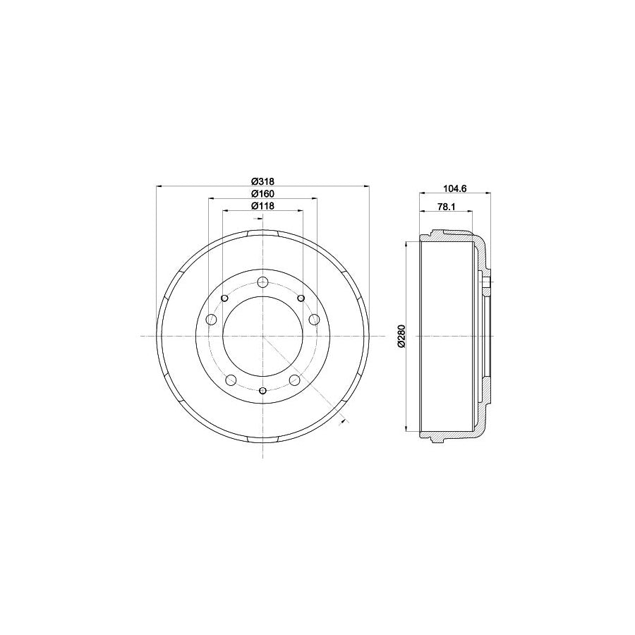 Hella 8DT 355 300-451 Brake Drum For Ford Transit