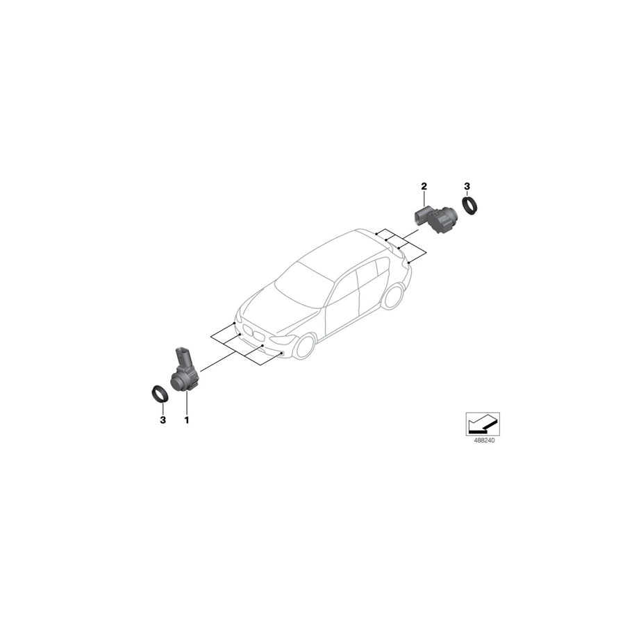 Genuine BMW 66209261599 F23 F20 F21 Ultrasonic Sensor, Estoril Blue 2 WB45 (Inc. 116i, 220d & M2) | Duco Car Parts UK