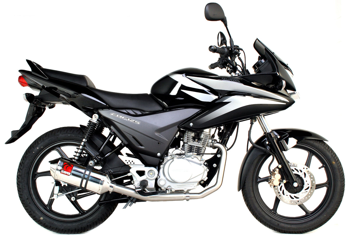 Scorpion EHA107SEO Honda CBF125  Factory Oval Full System - Polished Stainless Steel Sleeve | Duco Car Parts UK UK